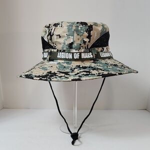 NWOT Legion of Mars Camouflage Bucket Hat with Chin Strap, size 22.5"